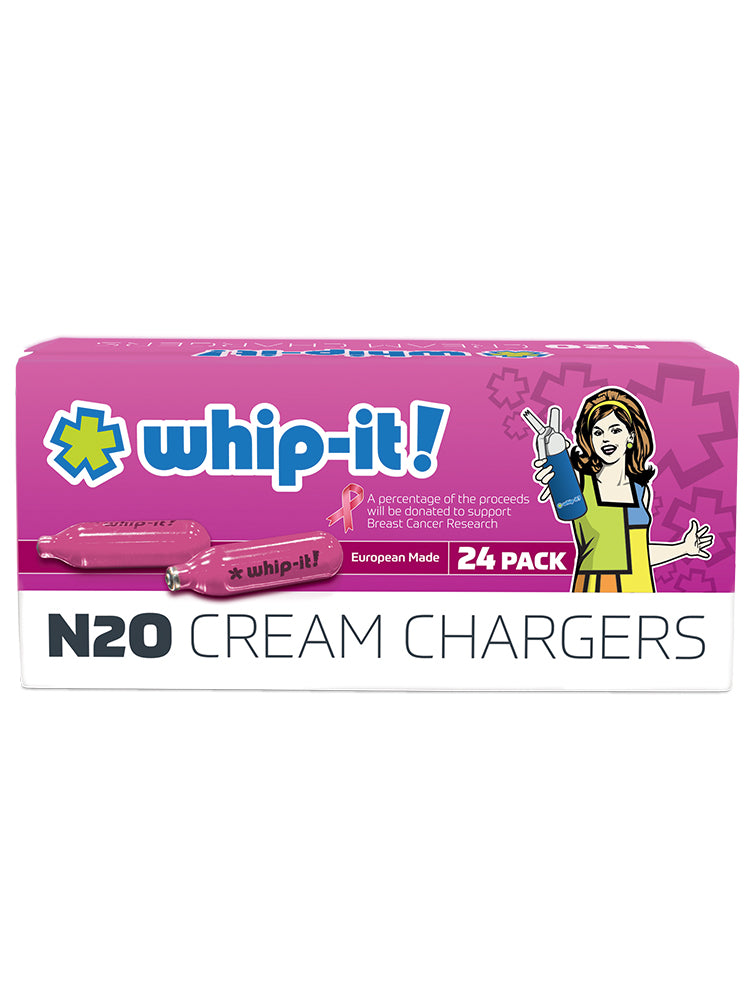 Whip It! Pink Cream Chargers for whipping cream and culinary delights