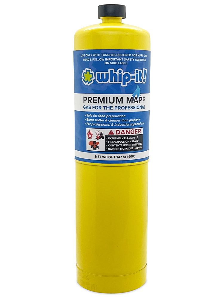 Whip-It! Premium MAPP gas for heating, brazing, and soldering applications
